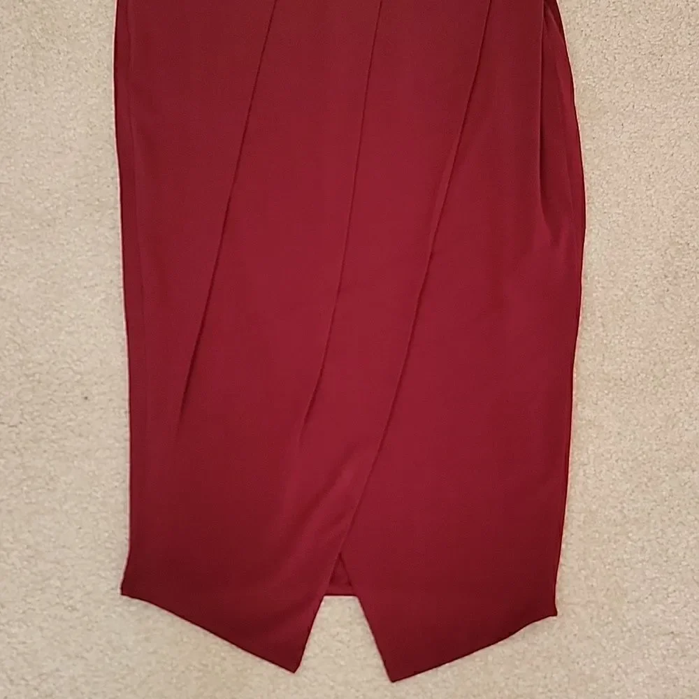 Rachel Roy deep red faux wrap dress